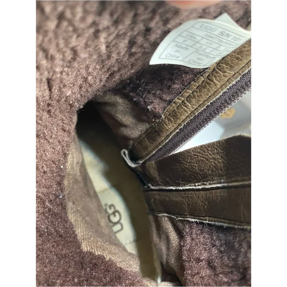 UGG Robbie Waterproof Leather Wool Winter Boots 8 Brown Buckle Gorpcore Cabincor